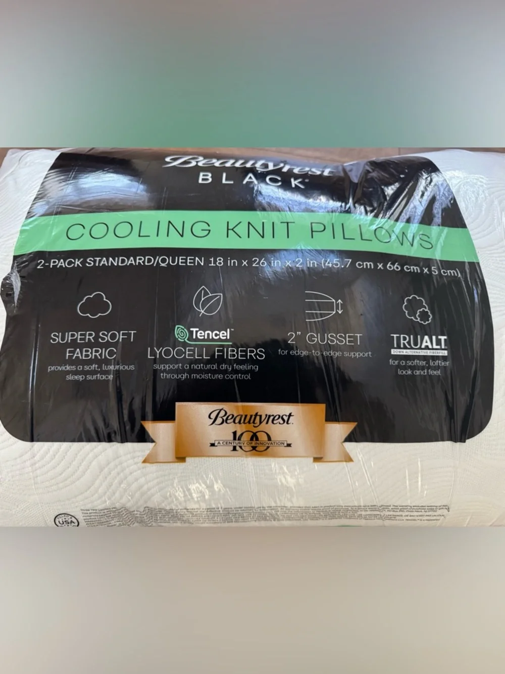 🎉LAST CHANCE🎉BEAUTYREST BLACK 2pk Luxurious CoolingKnit Down Alternative Pillows